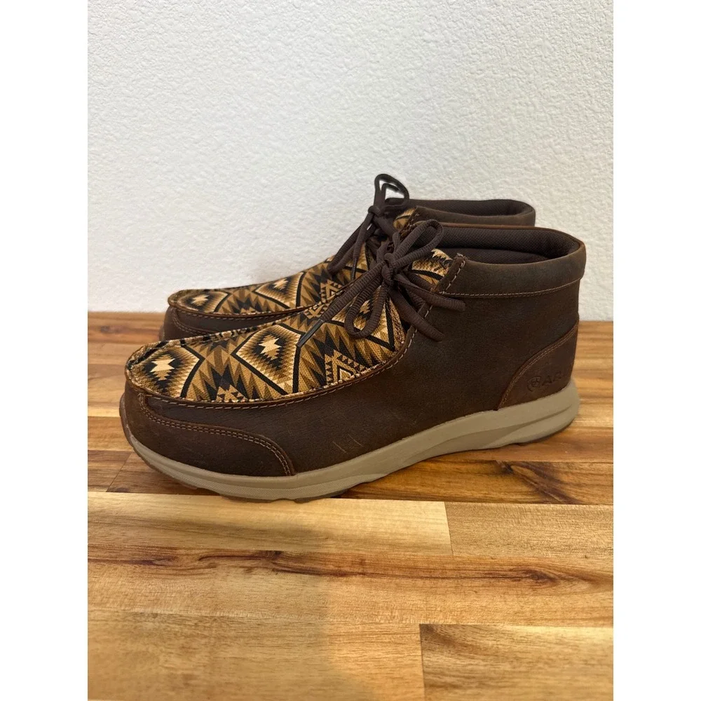 Ariat Mens Spitfire Moc Old Earth Brown Leather Southwestern Shoes 10EE Wide